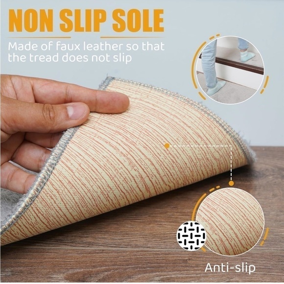 Brand New Set of 4 Stair Treads Non-Slip Carpet Runner for Wooden Steps Grey - Picture 4 of 11